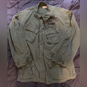 Vietnam War OG-107 Jungle Jacket USGI US Army 4th ID Vintage poplin
